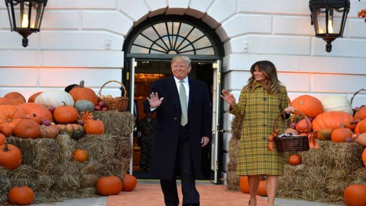 President Donald Trump and Melania Trump attend Halloween celebrations